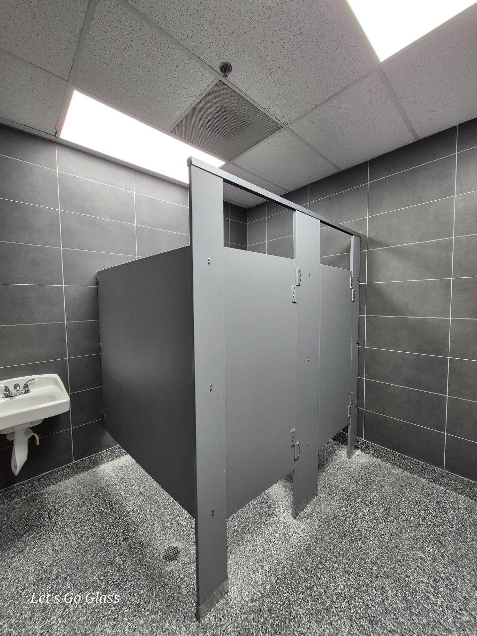 Commercial restroom partitions installation